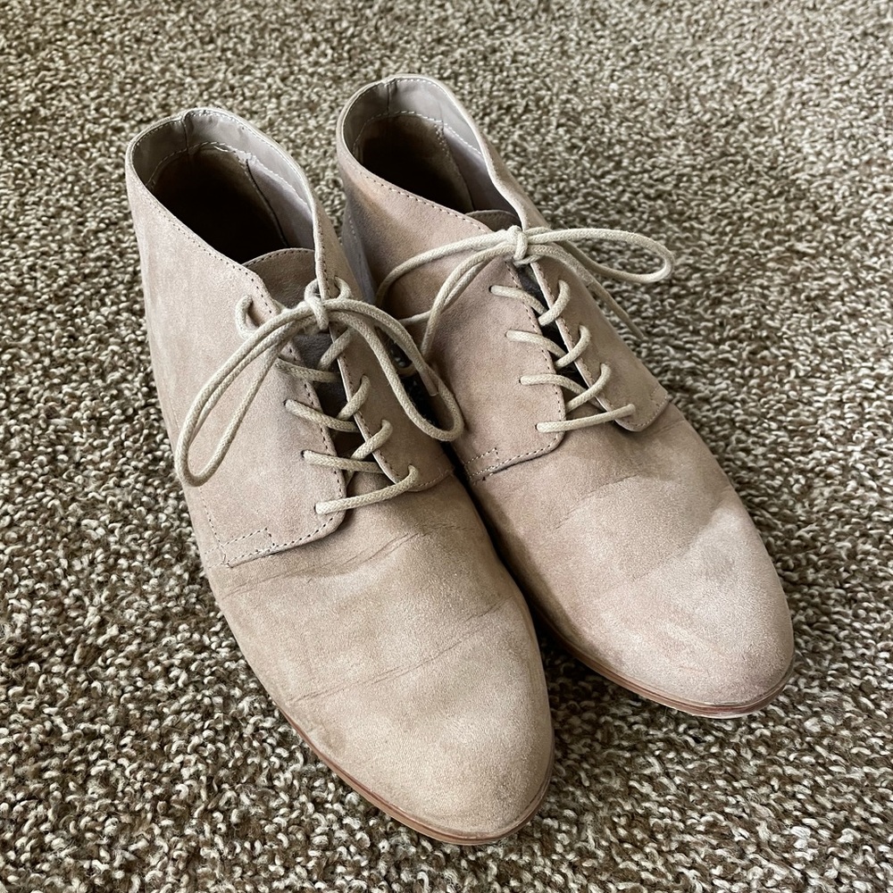tan flat ankle booties